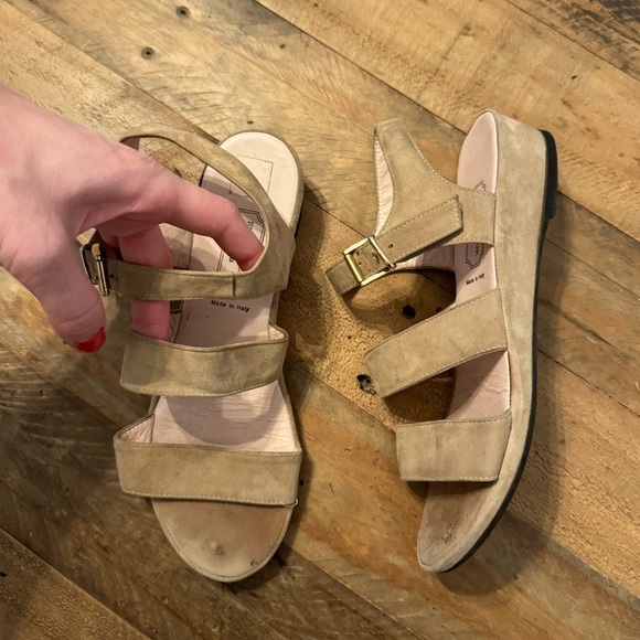 Rue Du Jour Strappy Heel Wedge Sandals Suede Made in Italy - Picture 1 of 3